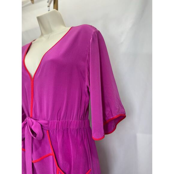 BCBG Max Azria Mandy Fuchsia Silk Shirt Dress with Pockets - Size XS - Picture 5 of 14